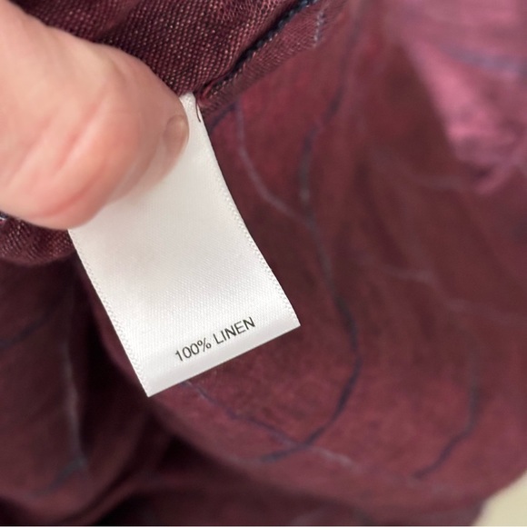 Baird McNutt Men’s Linen Murano Button Down Shirt Size Large Burgundy - Picture 8 of 8